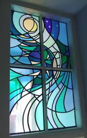 The windows were covered in chemical/hard water stains. Glasgow Whiteinch Bathroom Sea Stained Glass Window