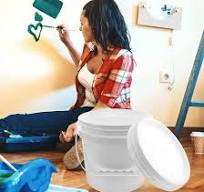 SEWACC Plastic Paint Bucket with Lid Handle, Small Paint ...