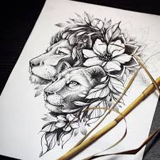 This is another take on the half faced trend of animals like lions and wolves. Drawing Lion Tattoo Design Peepsburgh