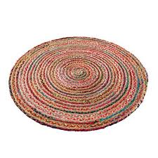 Runder Juteteppich Im Boho Stil Multicolor Jute Teppich Baumwollteppiche Teppich