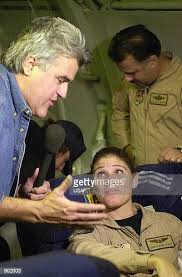 Talk show host Jay Leno interviews Staff Sgt. Laura Theis for an... News  Photo