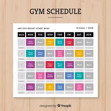 gym schedule template with flat design