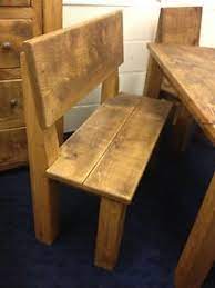5ft farmhouse dining table with matching bench, 2 seater grey upholstered bench & 2 button back chairs. Rustic Plank Dining Benches With Back Dining Bench With Back Rustic Furniture Dining Benches