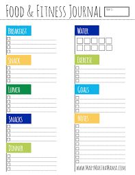 Printable Food Fitness Journal Food Journal Printable Fitness Journal Printable Workout Food