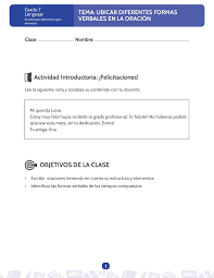 Calameo Ubicar Diferentes Formas Verbales En La Oracion