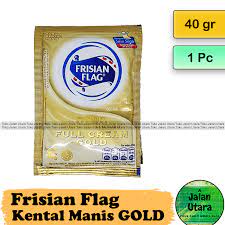 Faktanya satu sachet skm memiliki kalori sebesar 180 kkal dengan rincian 67 karbohidrat 30 lemak dan 3 protein. Jual 40 Gram Frisian Flag Gold Sachet Susu Kental Manis Cap Bendera 40 Gram Skm Jalan Utara Terbaru Juli 2021 Blibli