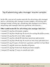 advertising sales manager resume samples