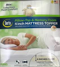 There are king, queen, full and twin mattress toppers—making them ideal for the whole family. Serta 4 Pillow Top And Memory Foam Mattress Topper King Walmart Com Walmart Com