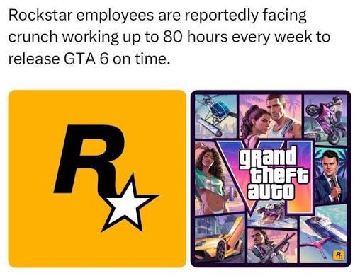 Reports that Rockstar Games employees are working intense crunch hours,  with some allegedly reaching up to 80 hours a week to help finish GTA 6,  have sparked debate about the cost of
