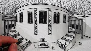 Comment Dessiner Une Perspective A 1 Point The British Museum Building Perspective Drawing One Point Perspective Sketch Perspective Art