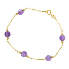 Achat Bracelet En Or Jaune Et Amethystes Longueur 18 Femme Le Manege A Bijoux