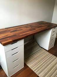 ikea alex cabinets with walnut solid wood desk homeofficefurnitureikeadiydesk ikea craft room ikea crafts solid wood desk