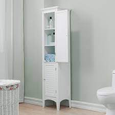 These pieces are good for holding towels and washcloths, but they can also be used for stashing cosmetics and hair products. Free Standing Tall Bathroom Cabinet Storage Teamson Home Uk