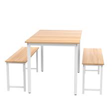 Find stylish home furnishings and decor at great prices! Beige Modern 3 Pieces Dining Room Table Set With Two Benches 3 Pieces Farmhouse Kitchen Table Set With Metal Frame And Mdf Board Small Dining Table Furniture Set For Home Cafeteria L5419