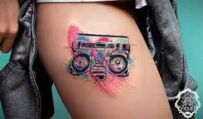 Boombox tattoo symbolizes the wearer's passion and love for music and we all know how great singer luis is. Watercolor Boombox Tattoo Tattoos Minimal Tattoo Tattoo Artists