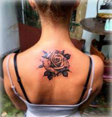 1st One Rose Tattoo Realistic Rose Tattoo Upper Back Tattoo Women Back Tattoo Women