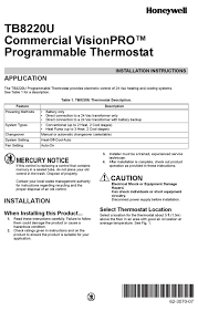 Touch keys show on the bottom of the screen. Honeywell Visionpro Tb8220u Installation Instructions Manual Pdf Download Manualslib