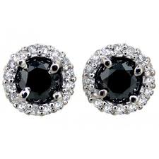 Black And White Diamond Stud Earrings 14k White Gold 1 45ctw Black And White Diamond Halo Stud Earrings Liked On Polyvore Halo Earrings Studs White Gold Earrings Studs White Diamond Stud Earrings