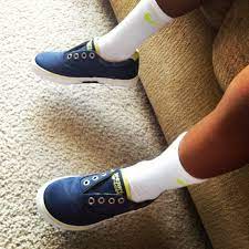 Navy And Neon Green Sperry S With High White And Neon Green Nike Socks Best Dressed Kid In First Grade Nike Socks Dc Sneaker Sperrys