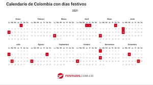 Fiestas oficiales cívicas y religiosas 2020. Calendario De Colombia Con Dias Festivos 2020 2021