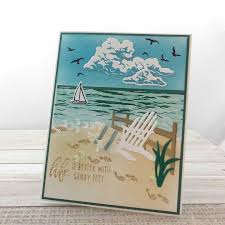 Handmade Beach Scene Card Sea Sky Sand Sun And Surf Etsy Scene Cards Hero Arts Cards Cards Handmade