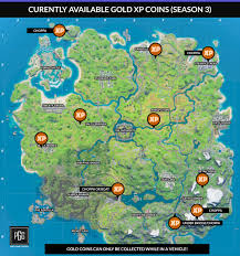 With the new fortnite season officially starting today, epic has reintroduced xp coins that players can nab across the map to supplement their battle one of this week's purple coins can be found in the northeast part of the map. Fortnite Free Coins Map