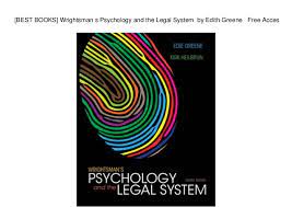 Best Books Wrightsman S Psychology And The Legal System By Edith
