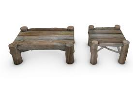 50 items in this article 14 items on sale! Second Life Marketplace Rustic Log Coffee Table And End Table Gray Wood