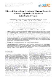 Pdf Effects Of Geographical Location On Chemical Properties Of Zarazi Virgin Olive Oil Produced In The South Of Tunisia
