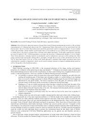 Pdf Bend Allowance Constants For Use In Sheet Metal Forming