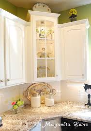 Great Diy Kitchen Makeover With Beautiful Shelf Styling And Fun Accessories From The Blog Magn Corner Kitchen Cabinet Glass Kitchen Cabinets Kitchen Remodel