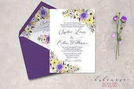 Purple Yellow Wedding Invitation Printable Lavender Floral Summer Wedding Suite Boho Lilac Romantic Invitation Spring Wedding Invite Ws007 Yellow Wedding Invitations Wedding Invitations Printable Wedding Invitations