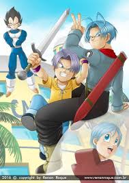 Bulma Vegeta Kid Trunks And Future Trunks Dragon Ball Z Dragon Ball Super Vegeta And Bulma