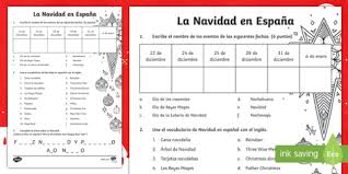 You will find 33 free printable christmas games on this page which is decorated with adorable and super cute christmas graphics. Spanish Christmas Worksheets Christmas In Spain