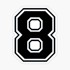 Varsity Team Sports Uniform Number #8 - Black Sticker
