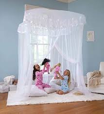 The typical way to hang a bed canopy usually involves having to use hooks. Hearthsong Sparkling Lights Hanging Bed Canopy Play Tent With Interior Hammock Town
