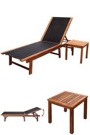 Recliner Wooden Patio Sunbed Set Garden Hotel Pool Sun Lounger Steamer Bed Table