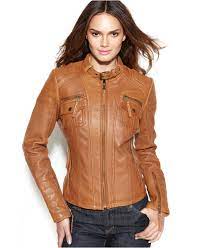Michael Michael Kors Leather Buckle Collar Motorcycle Jacket Coats Women Macy S Jaket Kulit Jaket Wanita Jas Hujan Wanita