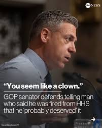 A video of Sen. Jim Banks, R-Ind., telling a man who identified himself as  a recently fired Health and Human Services employee that he "probably  deserved it" because "you seem like a