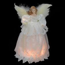 Kurt S Adler 14 Ivory And White Lighted Angel Christmas Tree Topper Clear Lights Christmas Angels Christmas Tree Toppers Angel Christmas Tree Topper