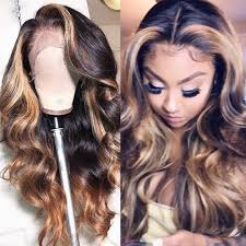 Black And Brown Highlights Wig Blonde Highlights Ombre Custom Body Wave Handmade 13x4 Lace Frontal Wig Wig Hairstyles Ombre Hair Blonde Hair Styles