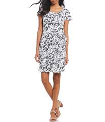 Leslie Fay Puff Print Faux Wrap Dress