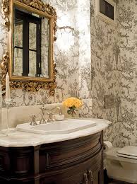 Black And White Toile Wallpaper Bathroom Black And White Toile Bathroom Bathroom Design Luxury Home Room Design Luxury Bathroom