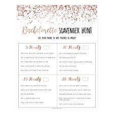 Bachelorette Scavenger Hunt Rose Gold Foil Bridal Shower Games Funny Fun Bridal Shower Games Bridal Shower Games