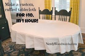 Make A Custom Fitted Tablecloth With Ruffles For Only 10 Newlywoodwards Table Cloth Ruffled Tablecloth Diy Tablecloth