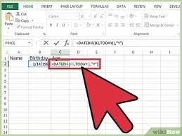 The resultant sheet with formatted dates: How To Calculate Age On Excel 9 Steps With Pictures Wikihow