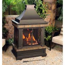 Sunjoy Amherst 35 In Wood Burning Outdoor Fireplace L Of082pst 3 The Home Depot Outdoor Gas Fireplace Outdoor Fireplace Fireplace Kits