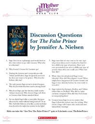 Discussion Questions For The False Prince By Jennifer A Nielsen Book Club Questions Mother Daughter Book Club Book Club Books