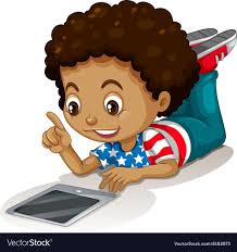 American Boy Using Computer Tablet Download A Free Preview Or High Quality Adobe Illustrator Ai Eps Pdf And Hi Student Cartoon Shapes Preschool Kids Clipart