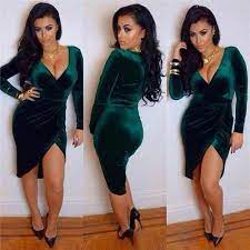 vestido manga comprida veludo molhado decote transpassado r 99 90 em mercado vestidos frente unica vestidos de baile verde escuro vestido de manga comprida